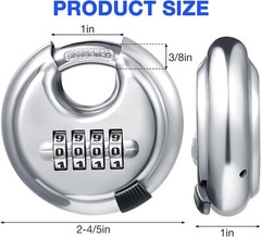 10 Packs 4 Digit Combination Locks Stainless Steel Disc Lock Combo Padlock