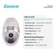 1.85mm Female to 1.0mm Male Adapter, DC – 67GHz