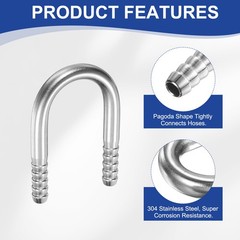 U Shaped Hose Barb Fitting 5/16″ (8mm) OD 304 Stainless Steel U-Joint Connector