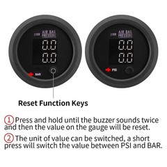 52mm Dual Digital Air Pressure Gauge 0-220 PSI 2 1/8NPT Sensors Kit