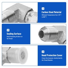 5Pack 90 Degree Elbow Hydraulic Adapter Fittings:1/2″ JIC Male x 3/8″ JIC Female