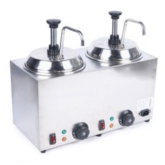 Commercial Hot Fudge Warmer Nacho Cheese Sauce Warmer w/ Pump Dispenser 1600W