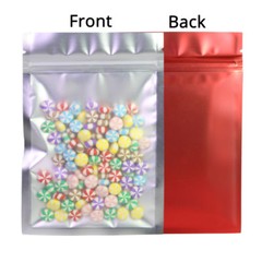 Assorted Size Frosted Clear Front Matte Red Back Foil Mylar Zip Seal Bags R03