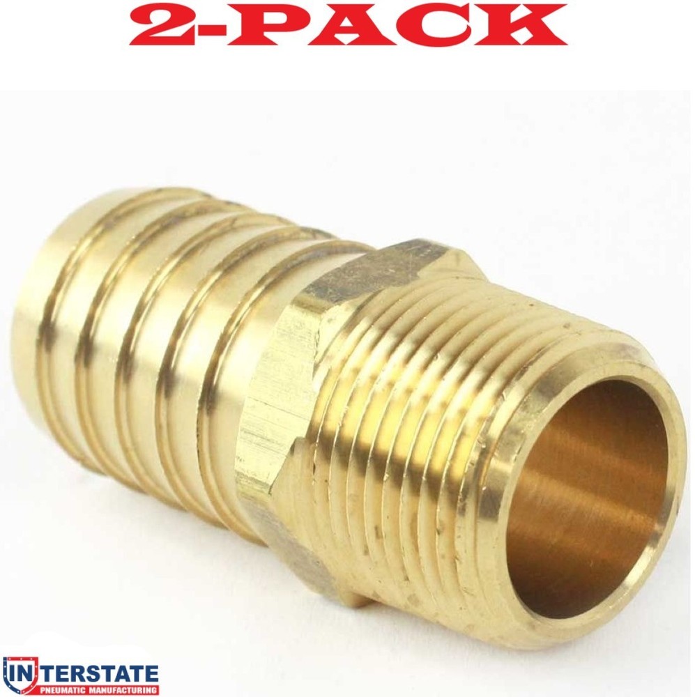 2-PACK! 1″ Barb x 3/4″ NPT Male Brass Hose Fitting, FM99-7 Interstate Pneumatics