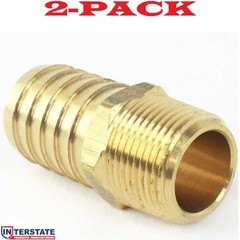 2-PACK! 1″ Barb x 3/4″ NPT Male Brass Hose Fitting, FM99-7 Interstate Pneumatics