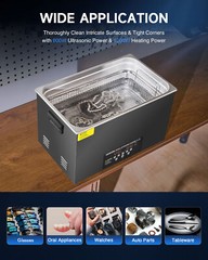 CREWORKS 30L Ultrasonic Cleaner Titanium Steel 1200W Heater w/ Degas & 2 Modes