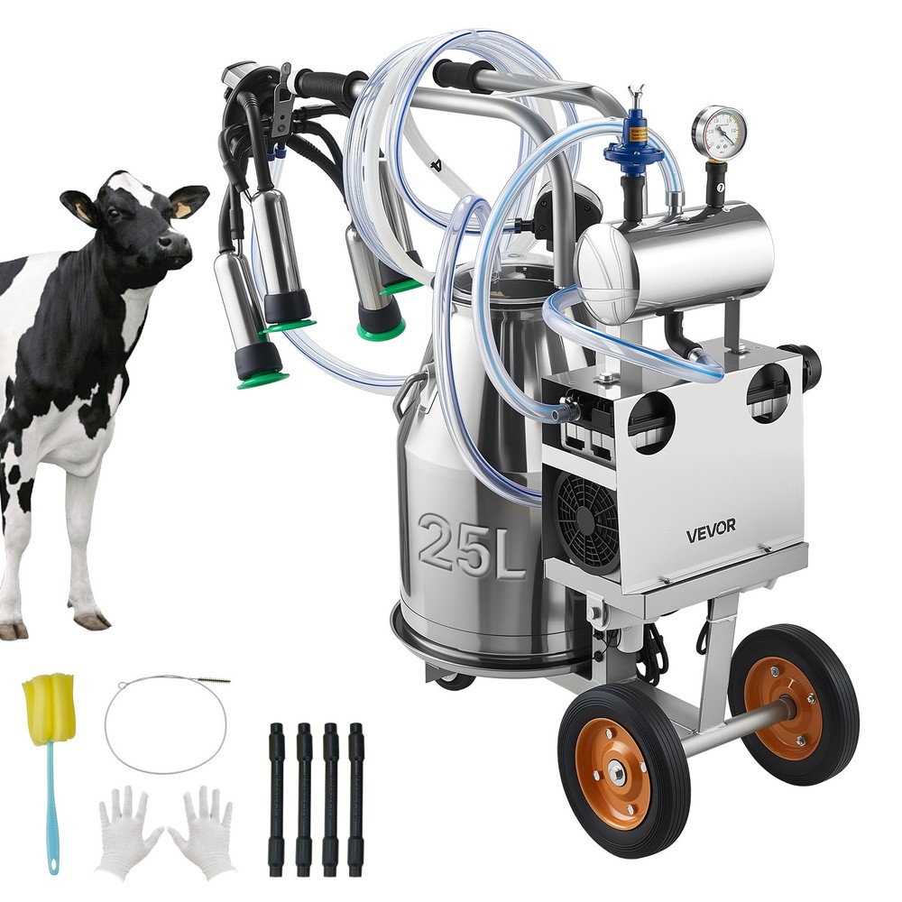 VEVOR Electric Cow Milking Machine Milker Machine 6.6 Gal / 25 L Bucket for Cows
