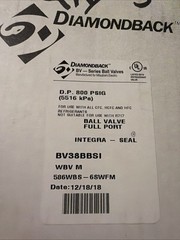 Diamondback BV38BBSI Series Ball Valve Full Port 800 PSIG, 3/8”. FIVE Pack.