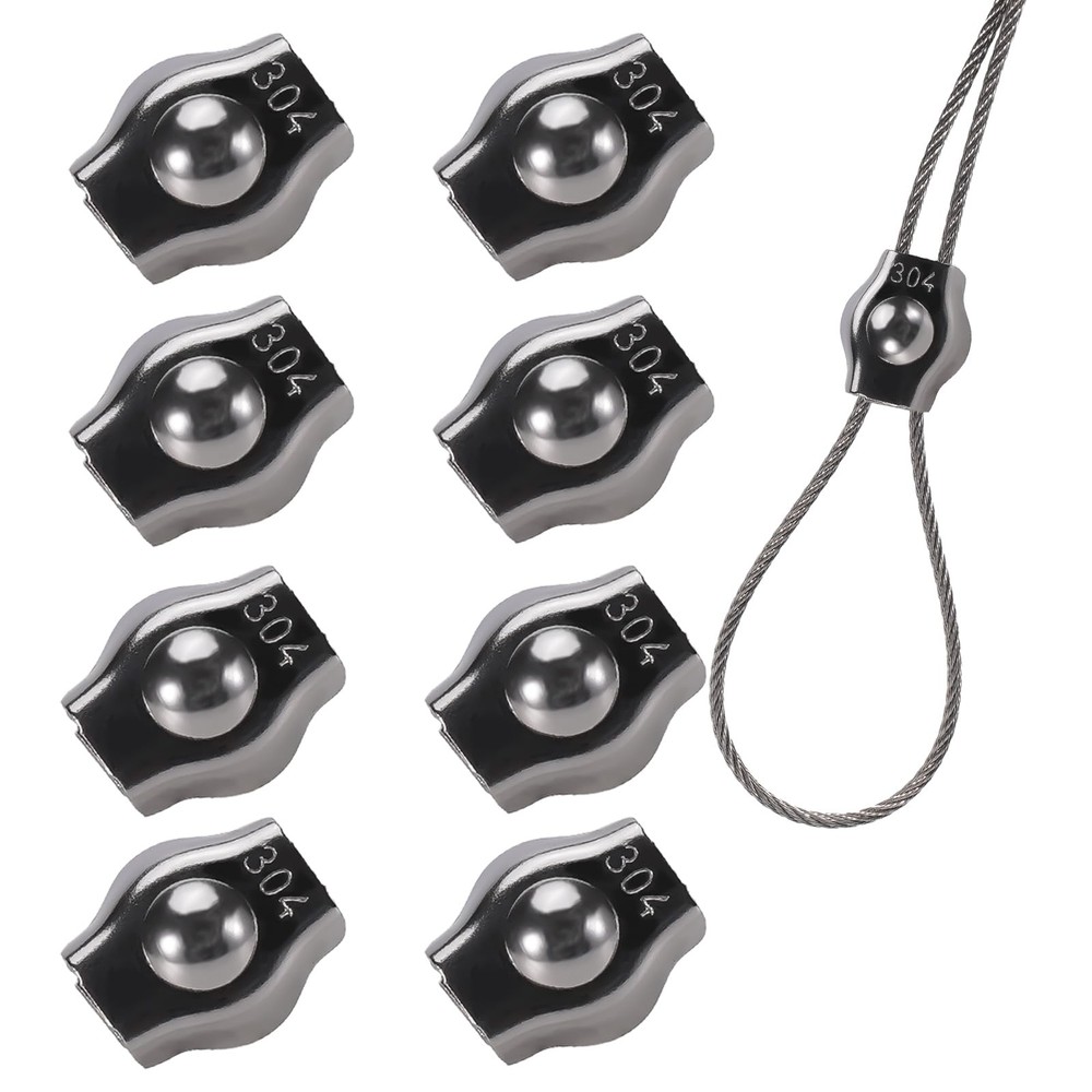 8PCS 1/8 Inches M3 304 Stainless Steel Wire Rope Cable Clip 8PCS-M3(1.5-3mm)