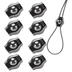 8PCS 1/8 Inches M3 304 Stainless Steel Wire Rope Cable Clip 8PCS-M3(1.5-3mm)