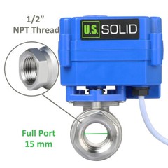U.S. Solid 1/2″ NPT Motorized Ball Valve 9V 12V 24V AC/DC 3-Wire SS304