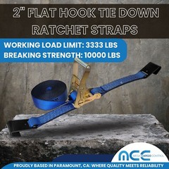 Heavy Duty 2″ x 30′ Ratchet Strap w/Flat Hook for Flatbed Truck Trailer Tie Down