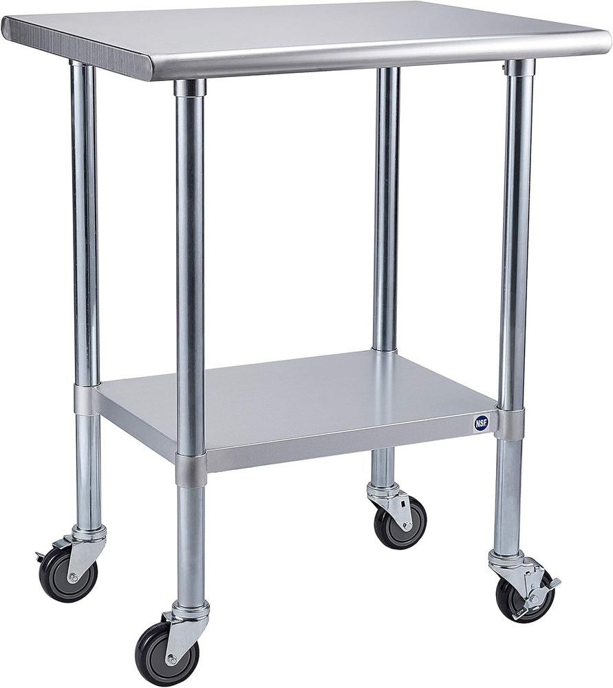 ROCKPOINT Stainless Steel Table for Prep & Work with Caster 30×24 Inches, NSF Me