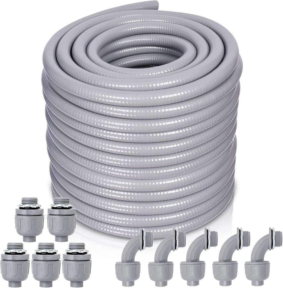Liquid-Tight Conduit and Connector Kit – 3/4 Inch 100 FT Non Metallic Liquid Tig