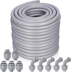 Liquid-Tight Conduit and Connector Kit – 3/4 Inch 100 FT Non Metallic Liquid Tig
