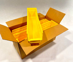 Lyon Yellow Plastic Shelf Storage Bins 18″L x 4″W x 4″ H, 18x4x4, LOT OF 12