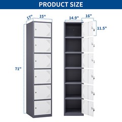 Metal Locker Employees Steel Storage Cabinet with 6 Doors for Office School Gym