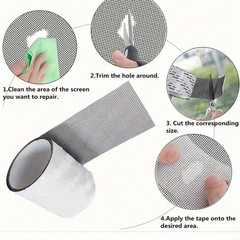 Window Screen Repair Tape Self-Adhesive Anti-Insect Mesh Patch For Door/Curtain*