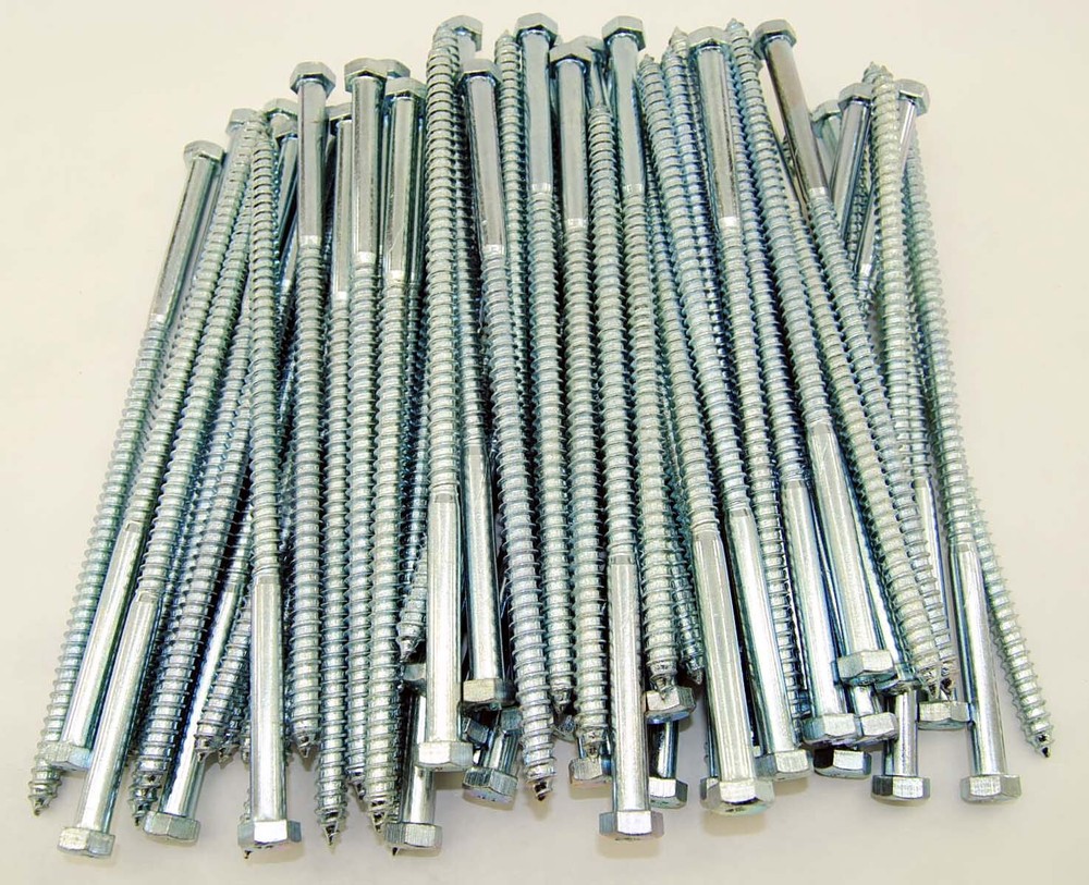 (25) Hex Head 3/8 x 10″ Lag Bolts Zinc Plate Wood Screws