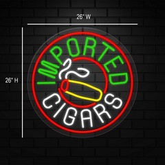 Imported Cigars Sign for Business Displays | LED Flex Neon | 26″W x 26″H x 1″D
