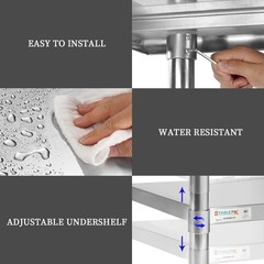 STABLEINK NSF Stainless Steel Prep Table 48×24 Inches 4ft, Metal Work Table with