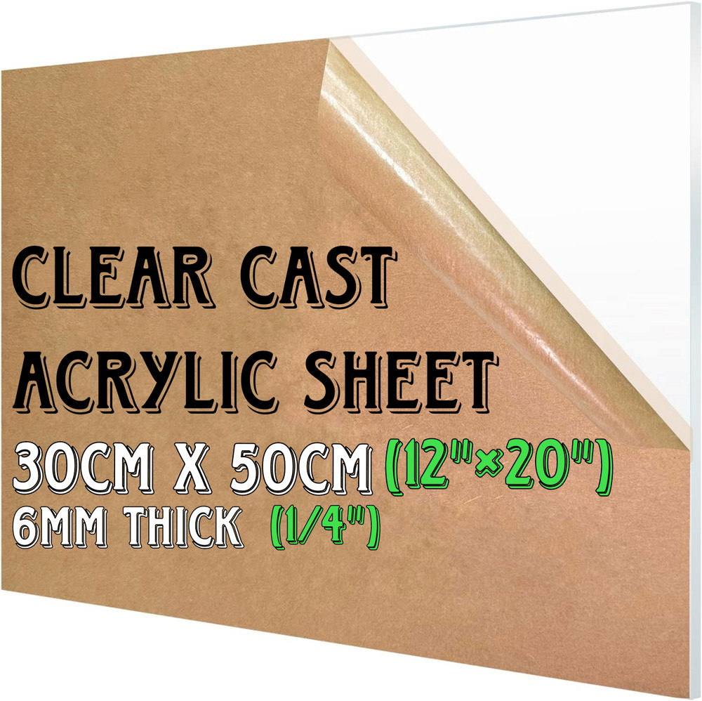 0.25″ Transparent Clear CAST Acrylic Sheet 1/4 x 12″ x 20” Laser Engraving 6mm