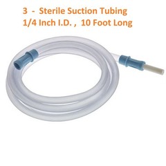 Sterile Suction Tubing Clear 1/4 Inch I.D. 10 Foot Length, Non-Conductive, 3 Pak