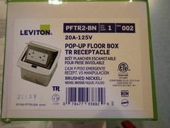Leviton PFTR2-BN Brushed Nickel Pop-Up Floor Box TR Receptacle 20A-125V. NEW