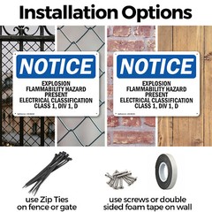 (2 Pack) Explosion Flammability Hazard Present Electrical OSHA Notice Sign Decal