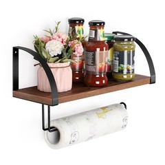 BTY Paper Towel Holder Wall Mount Farmhouse Wood Paper Towel Holder with Shel…