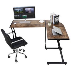 L Shaped Computer Desk L Shaped Corner Desk Laptop Study Writing Table Brown