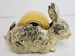 Heavyweight Bunny Tape Dispenser Gold Tone Cast Metal