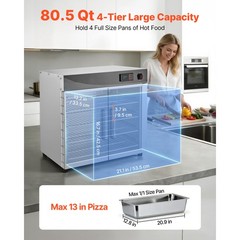 Uimoso 4 Tiers Hot Box Food Warmer Electric Food Warmer Cabinet and Dual Doors