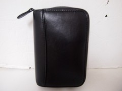 Vintage FRANKLIN COVEY Black Genuine Leather Compact full zip folder