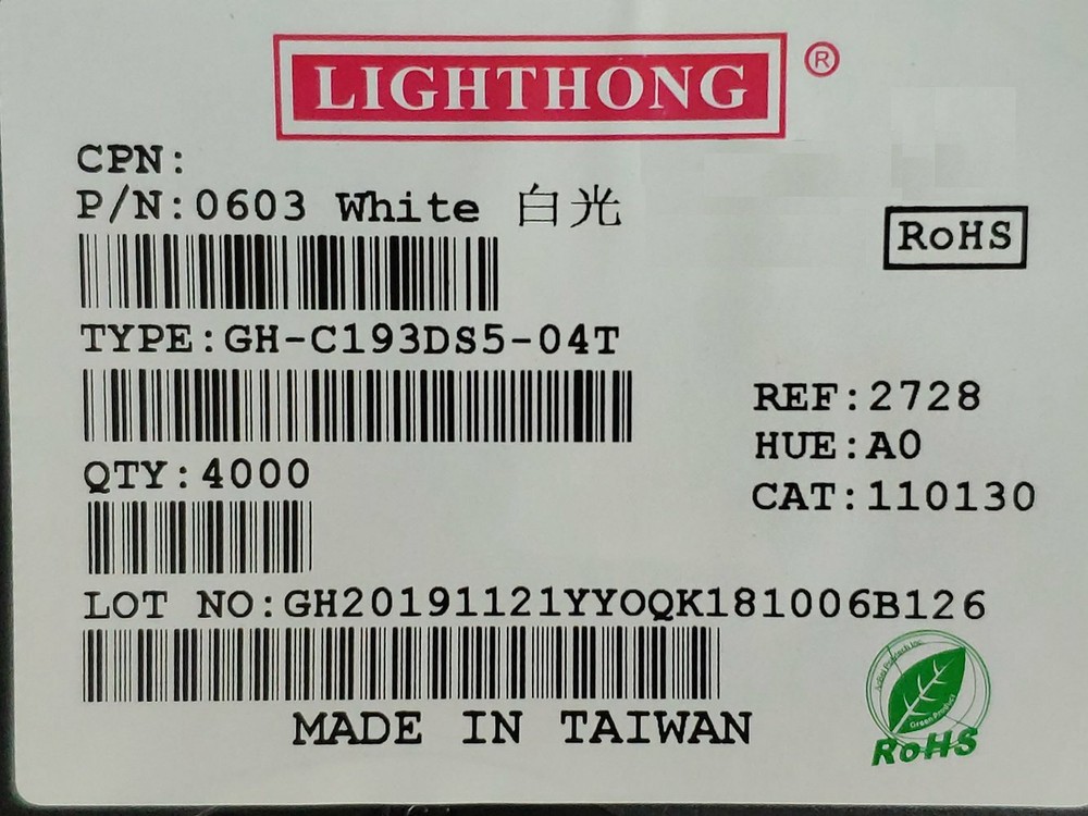 4000pcs/1Reel White Red Blue Yellow Orange Green Purple Pink 0603(1608) SMD LED