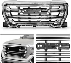 Front Upper Grille for 2019 2020 2021 2022 GMC Sierra 1500 Chrome Grill Bumper