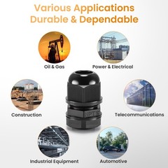 12pcs 3/8″ NPT Cable Gland Waterproof IP68 Nylon Cable Pass Through Cord Grip