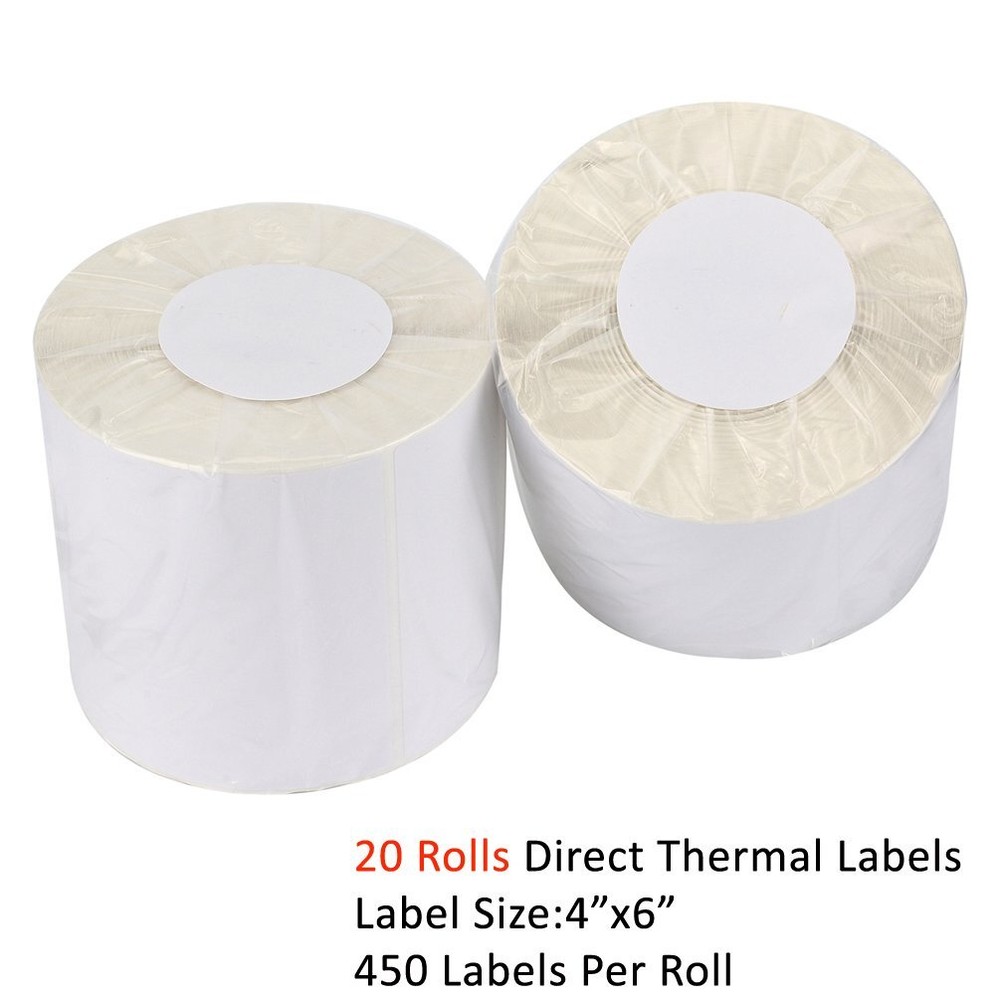 20 Rolls Direct Thermal Shipping Labels 450/roll 4×6 For Zebra ZP450 Eltron 2844