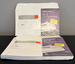 Lot of 2-Office Depot Double-Window Self-Seal W-2 Envelopes 25 in each pack