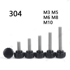 304 Stainless Steel Black Plastic Round Head Knurled Thumb Screws M3 M4 M5 M6 M8