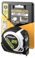 Komelon LED Light Tape Measure, White/Black – 25ft. – 25LED 7.6 m,