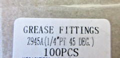 1/4-28 Quality Brass 45 Degree Grease Zerk Nipple Fitting 100 pc MIZE Z945A