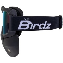 Birdz Skylark Motorcycle Black Goggles + Face Mask ReflecTech Mirror Lens