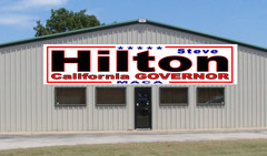 Steve HILTON GOVERNOR CALIF – HUGE Banners-3 Choices Rd Wh Blu-44 Sizes-USA MADE
