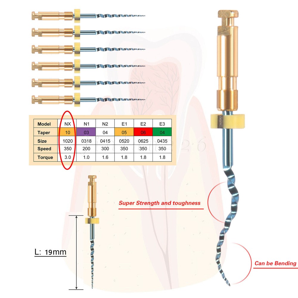 dental Rotary Files X-Pro Gold Taper NITI Endodontic Files N1 N2 NX E1 E2 E3
