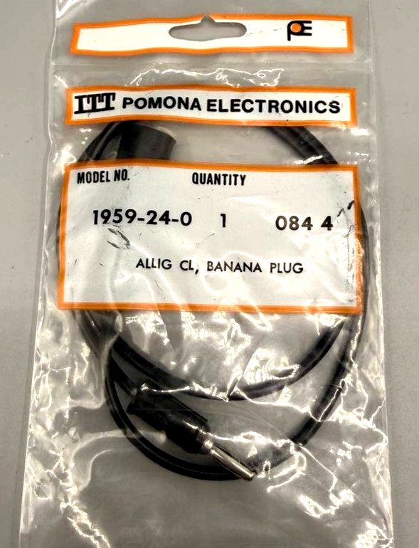 ITT Pomona 1959-24-0 Alligator Clip to Banana Plug Test Leads – Lot of 2, New