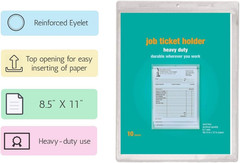 Job Ticket Holders, 9″ X 12″, Clear, 10/Pack