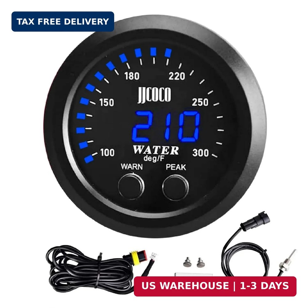 Universal 52mm Water Temperature Gauge with Alarm and 1/8 Npt Sensor Car Digi…