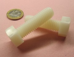 Tap Bolt, FT, Nylon, Metric, Natural M12x 1.75 x 40 mm Length, 10 pc