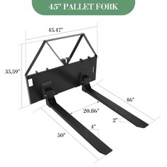 46″ Heavy-Duty Tractor Pallet Forks, 3200lbs Quick-Attach Skid Steer Loader Fork